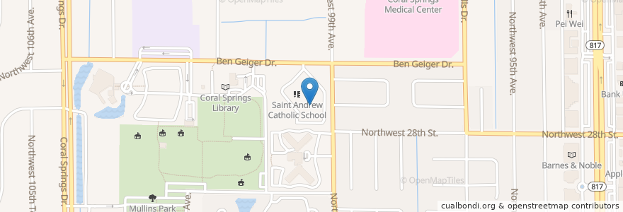 Mapa de ubicacion de Saint Andrew Catholic Church en Amerika Syarikat, Florida, Broward County, Coral Springs.