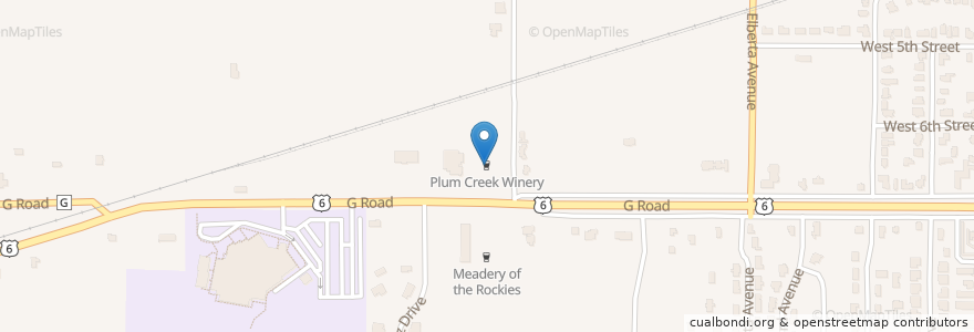 Mapa de ubicacion de Plum Creek Winery en Estados Unidos De América, Colorado, Mesa County, Palisade.