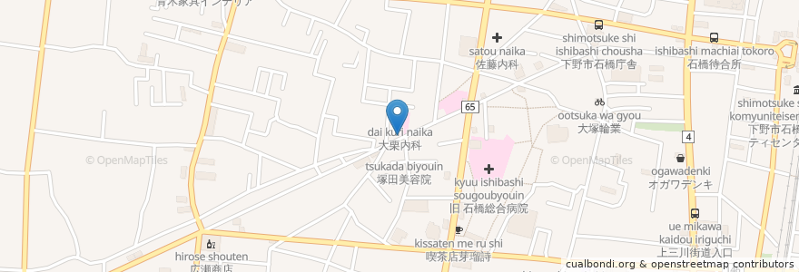 Mapa de ubicacion de クオール薬局石橋店 en Japón, Prefectura De Tochigi, 下野市.