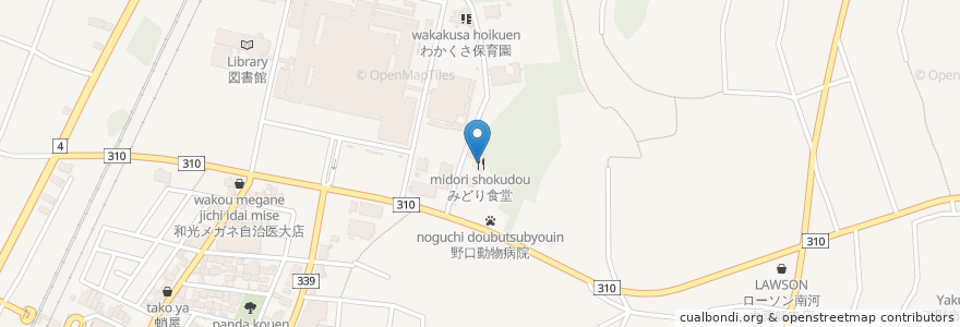 Mapa de ubicacion de みどり食堂 en 日本, 栃木県, 下野市.