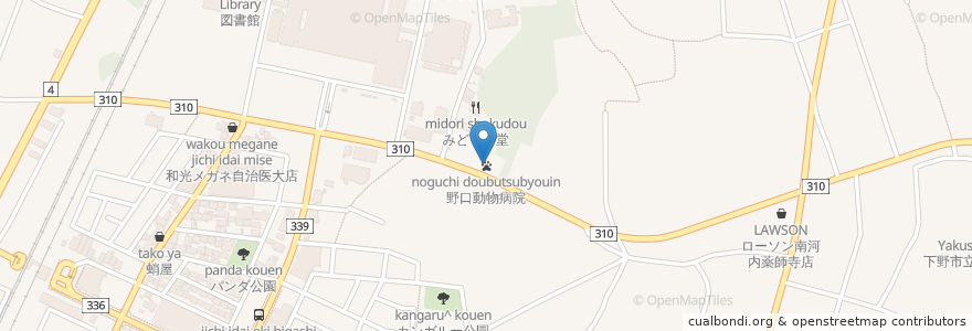 Mapa de ubicacion de 野口動物病院 en 日本, 栃木県, 下野市.