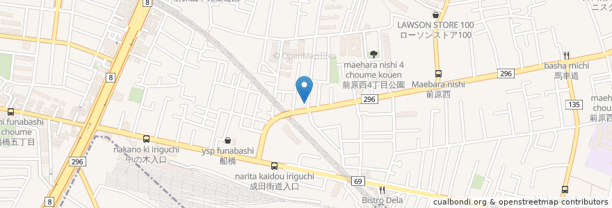 Mapa de ubicacion de あいケア薬局 en Japan, 千葉県, 船橋市.