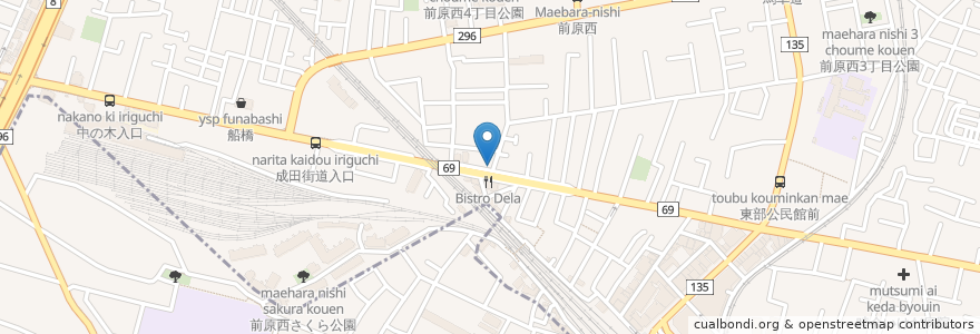 Mapa de ubicacion de タイムズ en 日本, 千葉県, 習志野市.