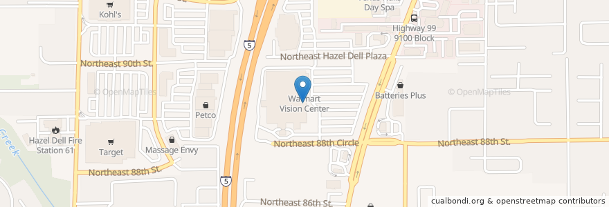 Mapa de ubicacion de Walmart Pharmacy en アメリカ合衆国, ワシントン州, Clark County, Hazel Dell.