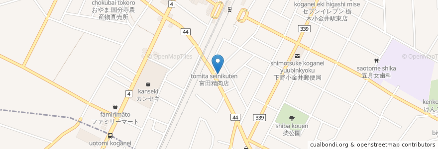 Mapa de ubicacion de 珈琲苑櫻木戸 en Japón, Prefectura De Tochigi, 下野市.
