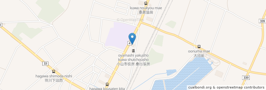 Mapa de ubicacion de 小山市消防署 桑分署 en Japão, 栃木県, 小山市.