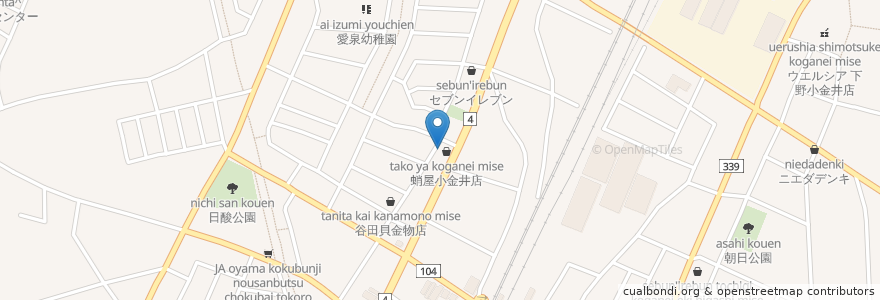 Mapa de ubicacion de 力道寿司 en 日本, 栃木県, 下野市.
