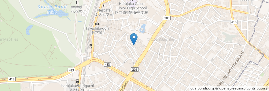 Mapa de ubicacion de コムクレープ en 日本, 東京都, 渋谷区.