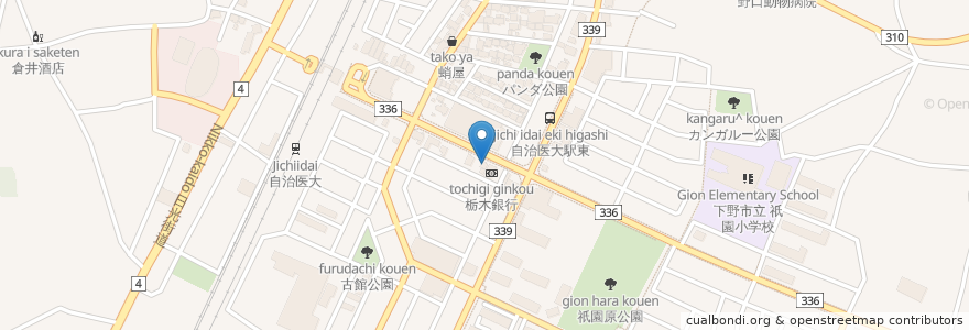 Mapa de ubicacion de 爆弾家 (ボンバイエ) en 日本, 栃木県, 下野市.