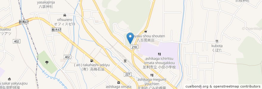Mapa de ubicacion de 熊埜神社 en Japan, Tochigi Prefecture, Ashikaga.