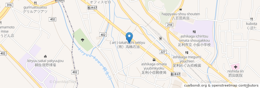Mapa de ubicacion de ＪＡ足利小俣支所 en 일본, 군마현, 足利市.