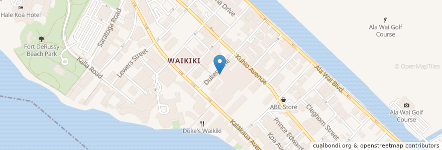 Mapa de ubicacion de Duke's Marketplace en 美利坚合众国/美利堅合眾國, United States Of America (Middle Hawai'ian Islands Territorial Waters), 夏威夷州, Honolulu, 檀香山市县.