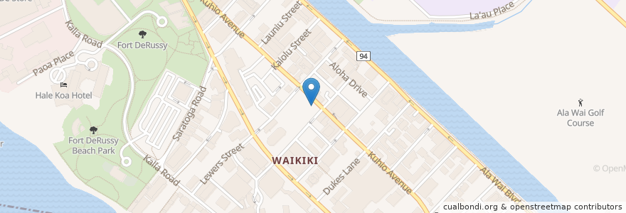 Mapa de ubicacion de Slice of Waikiki Pizza en 美利坚合众国/美利堅合眾國, United States Of America (Middle Hawai'ian Islands Territorial Waters), 夏威夷州, Honolulu, 檀香山市县.