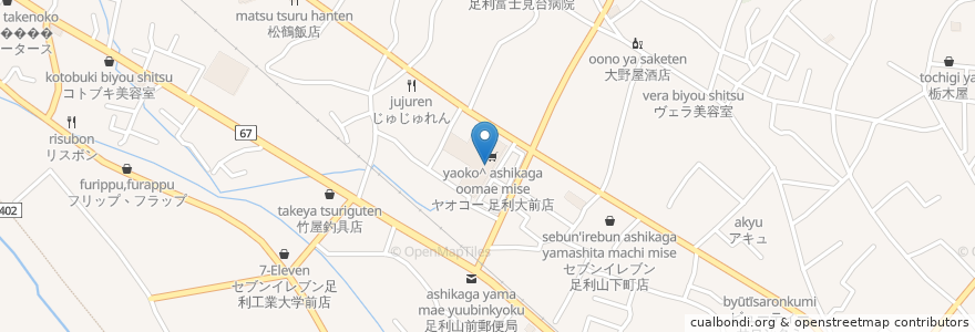 Mapa de ubicacion de マツモトキヨシドラッグストア足利大前店 en Japón, Prefectura De Tochigi, 足利市.