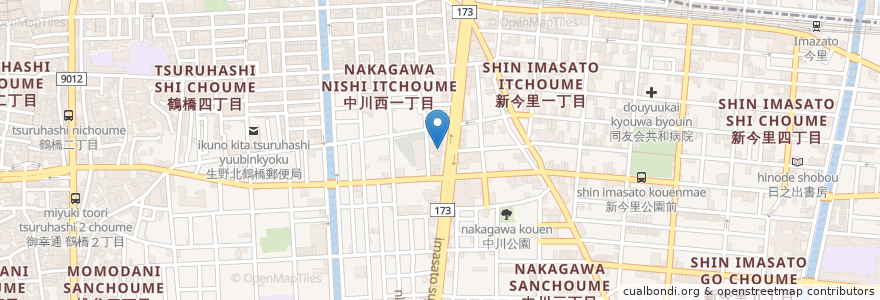 Mapa de ubicacion de 大阪ユルビット教会 en Japan, Präfektur Osaka, 大阪市, 生野区.