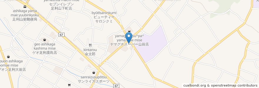 Mapa de ubicacion de 本家かまどや 山下店 en Japan, 栃木県, 足利市.