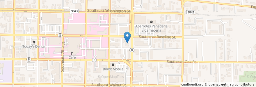 Mapa de ubicacion de Pepper's Mexican Grill en Verenigde Staten, Oregon, Washington County, Hillsboro.