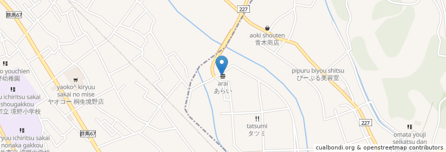 Mapa de ubicacion de あらい en Japonya, 栃木県, 足利市.