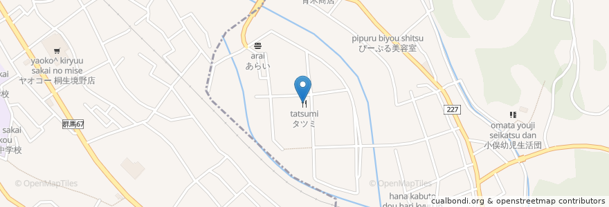 Mapa de ubicacion de タツミ en Japan, 栃木県, 足利市.