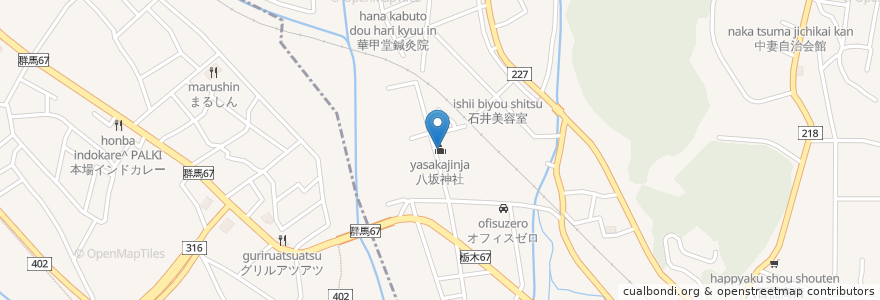Mapa de ubicacion de 八坂神社 en اليابان, 栃木県, 足利市.
