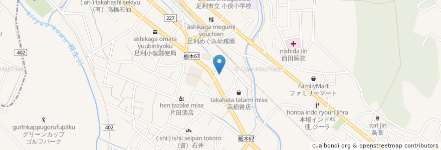 Mapa de ubicacion de コミネ薬局 小俣店 en 日本, 栃木県, 足利市.