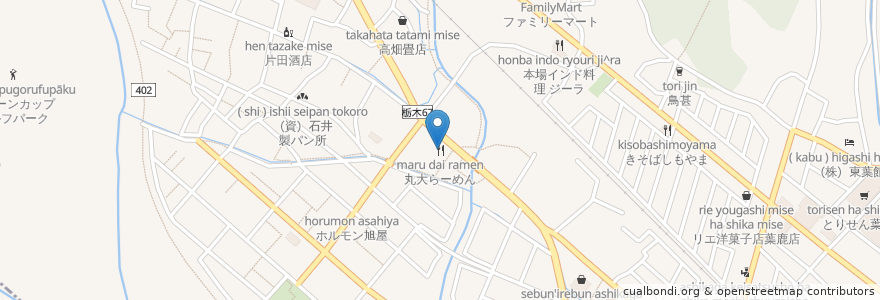 Mapa de ubicacion de 丸大らーめん en 일본, 군마현, 足利市.