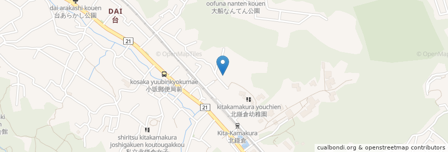 Mapa de ubicacion de 雲頂庵 en Japão, 神奈川県, 鎌倉市.