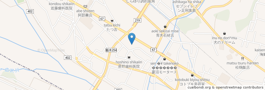 Mapa de ubicacion de 三島神社 en 日本, 群馬県, 足利市.
