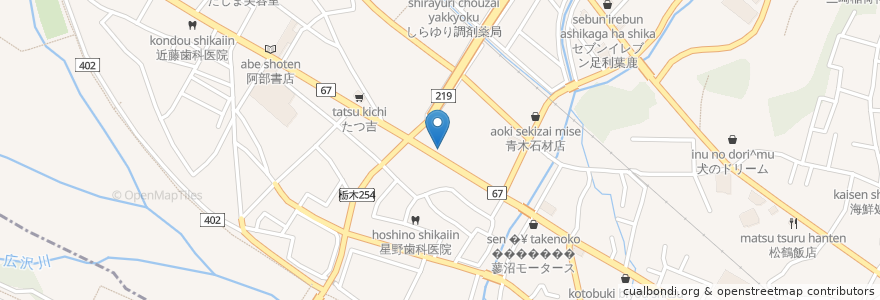 Mapa de ubicacion de 新興軒 en Japonya, 栃木県, 足利市.