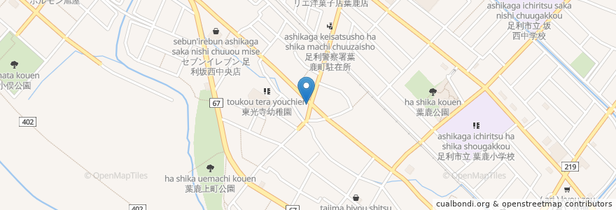 Mapa de ubicacion de コミュニティーセンターよこまち（カフェよこまち） en ژاپن, 栃木県, 足利市.