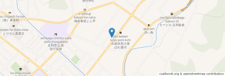Mapa de ubicacion de つくしんぼ en 日本, 栃木県, 足利市.