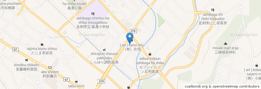 Mapa de ubicacion de カラオケルル en 일본, 도치기현, 足利市.