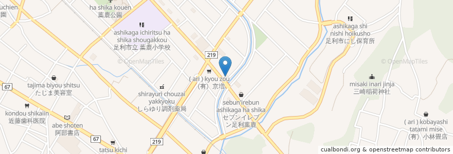 Mapa de ubicacion de あじべ en Japão, 栃木県, 足利市.
