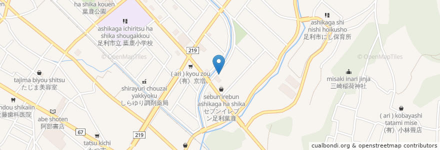 Mapa de ubicacion de おおや薬局 en Jepun, 栃木県, 足利市.