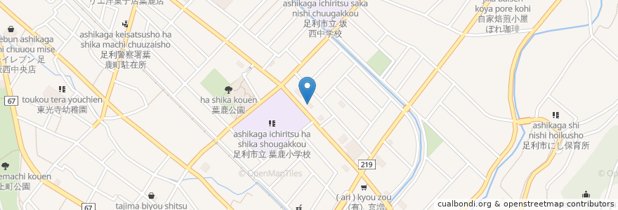 Mapa de ubicacion de おおば動物病院 en Jepun, 栃木県, 足利市.