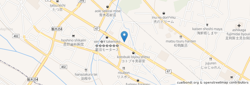 Mapa de ubicacion de モービル 西足利ＳＳ en Japón, Prefectura De Tochigi, 足利市.