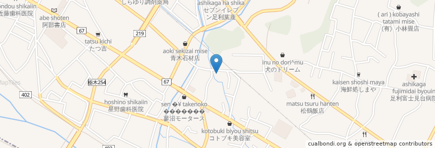 Mapa de ubicacion de まつえ鮨 en 日本, 栃木県, 足利市.