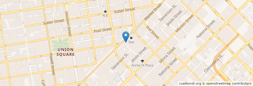 Mapa de ubicacion de Corner Bakery Cafe en Соединённые Штаты Америки, Калифорния, Сан-Франциско, San Francisco.