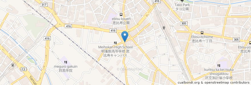 Mapa de ubicacion de ビストロパクチーズ en 일본, 도쿄도, 目黒区.