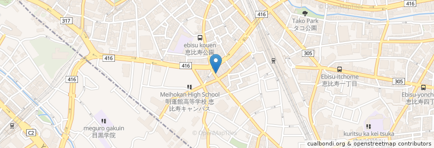 Mapa de ubicacion de 炉ばた屋 en Japan, 東京都, 目黒区.