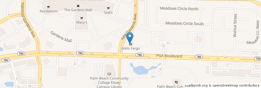 Mapa de ubicacion de Wells Fargo en United States, Florida, Palm Beach County, Palm Beach Gardens.