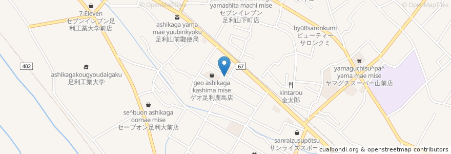 Mapa de ubicacion de ゴールド en ژاپن, 栃木県, 足利市.