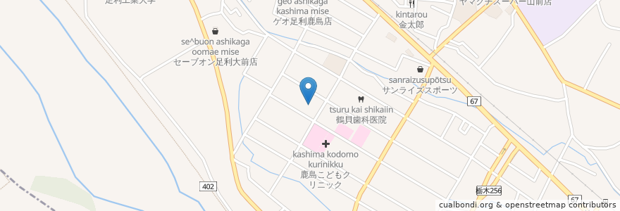 Mapa de ubicacion de 鹿島眼科 en Japonya, 栃木県, 足利市.