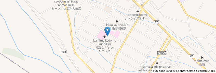 Mapa de ubicacion de 鹿島中央薬局 en Japan, 栃木県, 足利市.