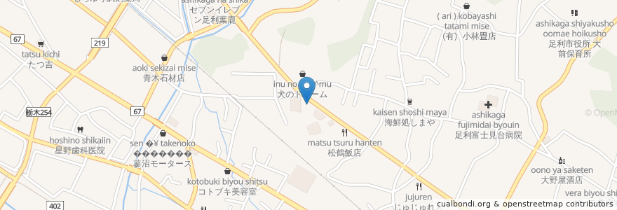 Mapa de ubicacion de やきとりの大好 大前店 en 日本, 栃木県, 足利市.