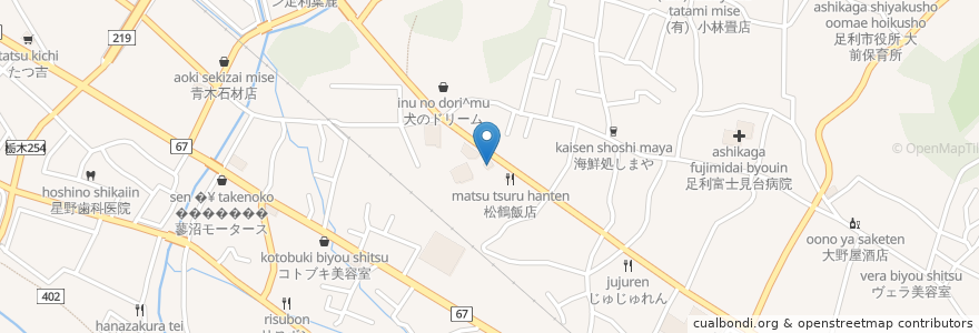 Mapa de ubicacion de くるまやラーメン足利山前店 en Япония, Тотиги, 足利市.