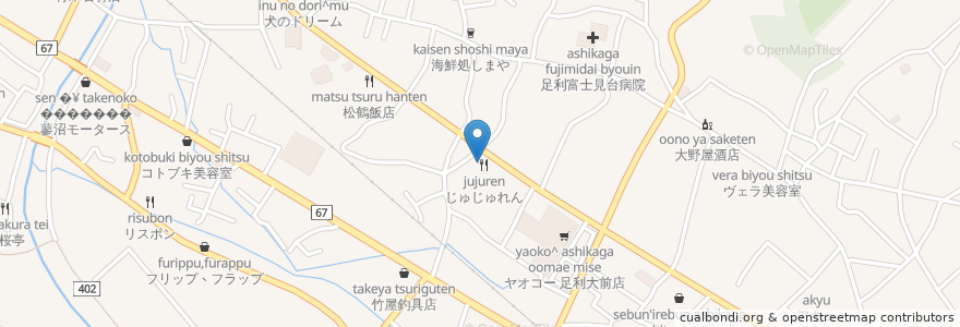 Mapa de ubicacion de 居酒屋喜多村 en Japan, Präfektur Tochigi, 足利市.