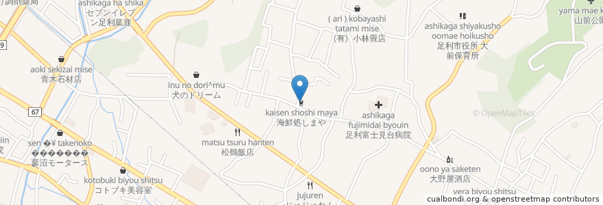 Mapa de ubicacion de 海鮮処しまや en Japon, Préfecture De Tochigi, 足利市.