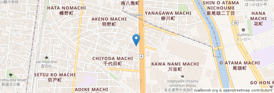 Mapa de ubicacion de かごや en 일본, 아이치현, 나고야 시, 熱田区.