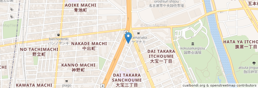 Mapa de ubicacion de 名古屋学院大学 en 日本, 爱知县, 名古屋市, 熱田区.